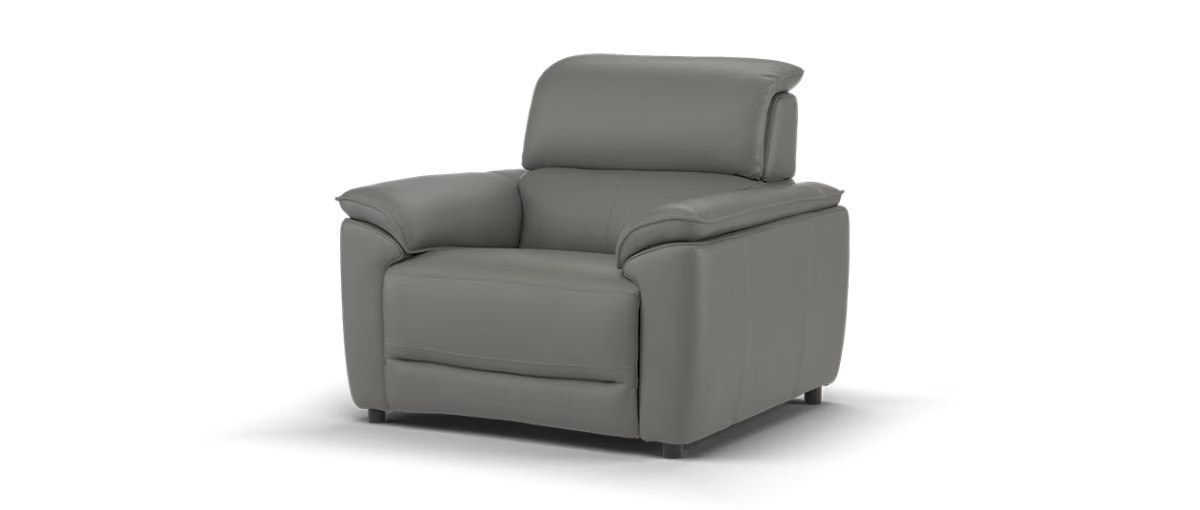 Sofology Hugo Leather Chair Power Recliner/Headrest in Trusty Embossed Elephant