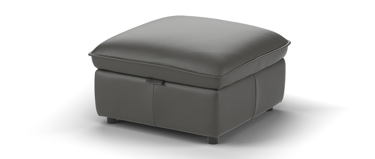 Sofology The Hugo Leather Footstool in Trusty Embossed Leather Charcoal