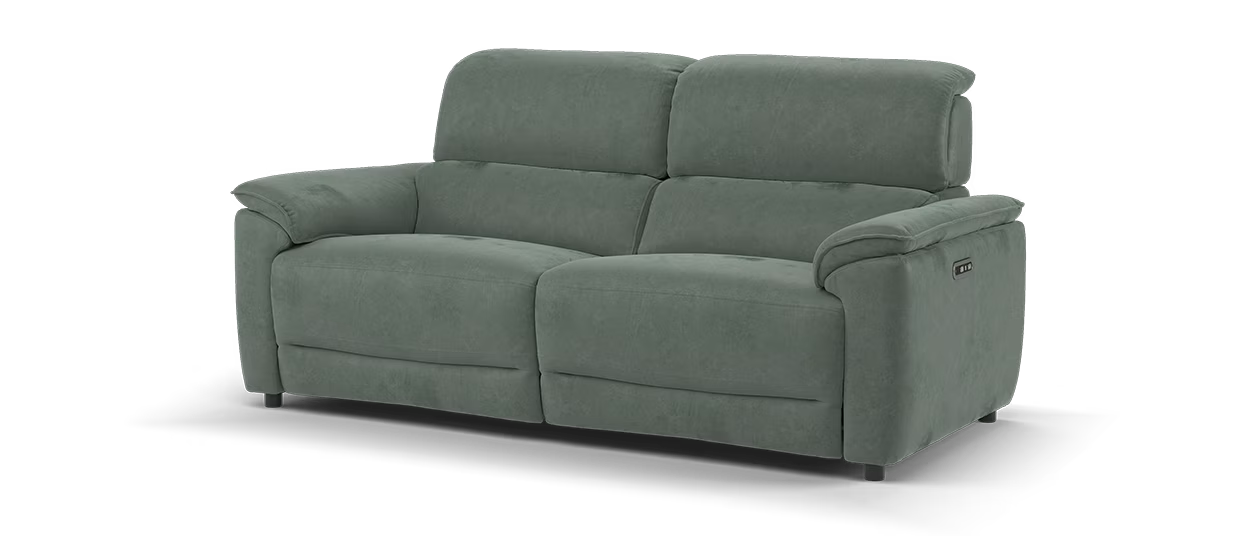 Sofology Hugo Fabric 2.5 Seater Power Recliner/Headrest in Lifestyle Flecked Mineral Green