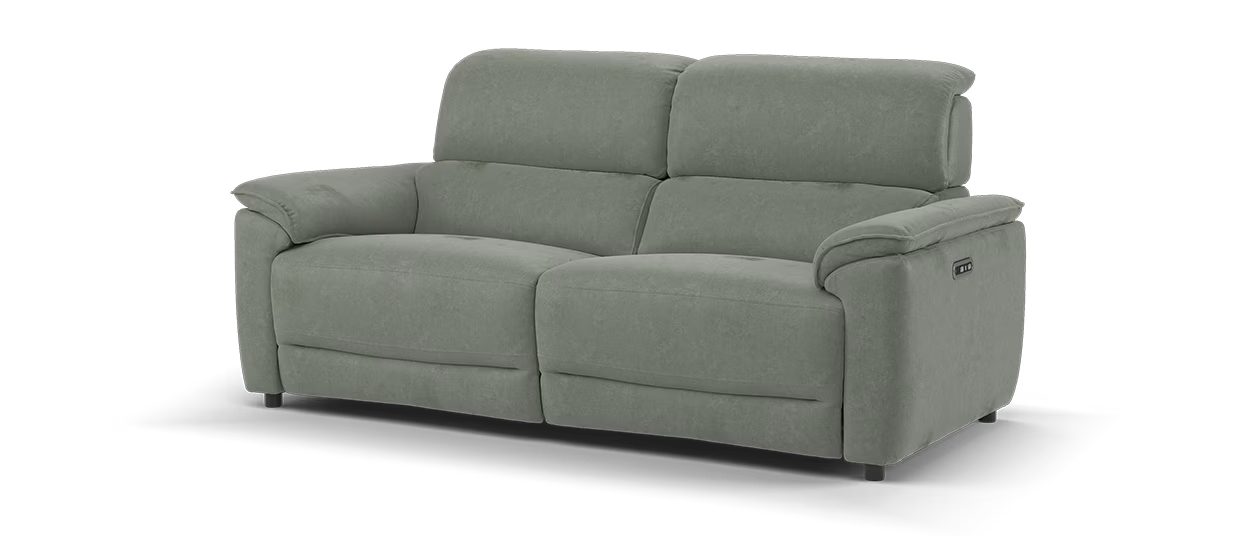 Sofology Hugo Fabric 2.5 Seater Power Recliner/Headrest in Lifestyle Flecked Stone