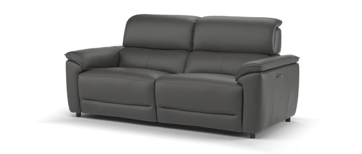 Sofology Hugo Leather 2.5 Seater Power Recliner/Headrest in Trusty Embossed Charcoal