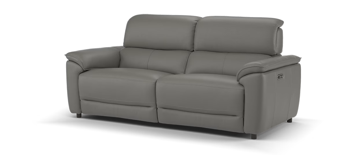 Sofology Hugo Leather 2.5 Seater Power Recliner/Headrest in Trusty Embossed Elephant