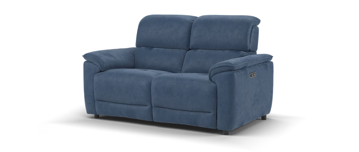 Sofology Hugo Fabric 2 Seater Power Recliner/Headrest in Lifestyle Flecked Navy