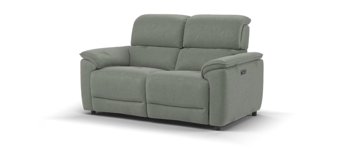 Sofology Hugo Fabric 2 Seater Power Recliner/Headrest in Lifestyle Flecked Stone
