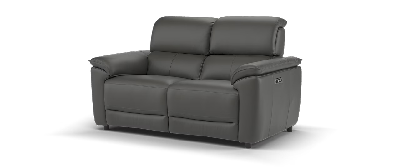 Sofology The Hugo 2 Seater Recliner in Trusty Embossed Leather Charcoal