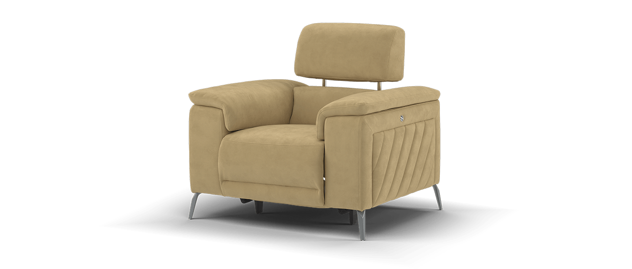 Sofology Fratelli Fabric Chair Power Recliner/Headrest in Lifestyle Nubuck Feel Fabric Camel