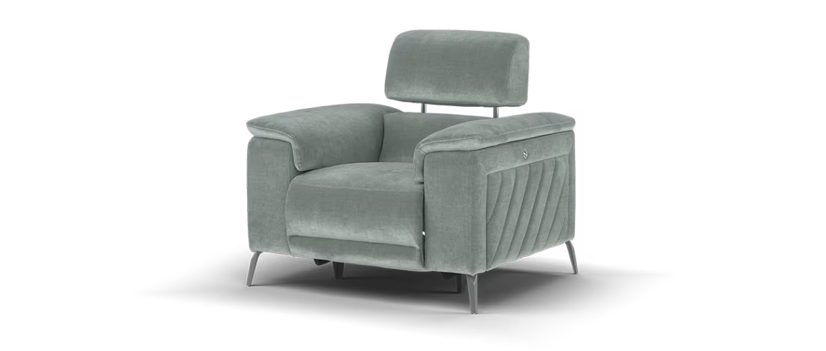 Sofology Fratelli Fabric Chair Power Recliner/Headrest in Relaxed Chenille Charcoal