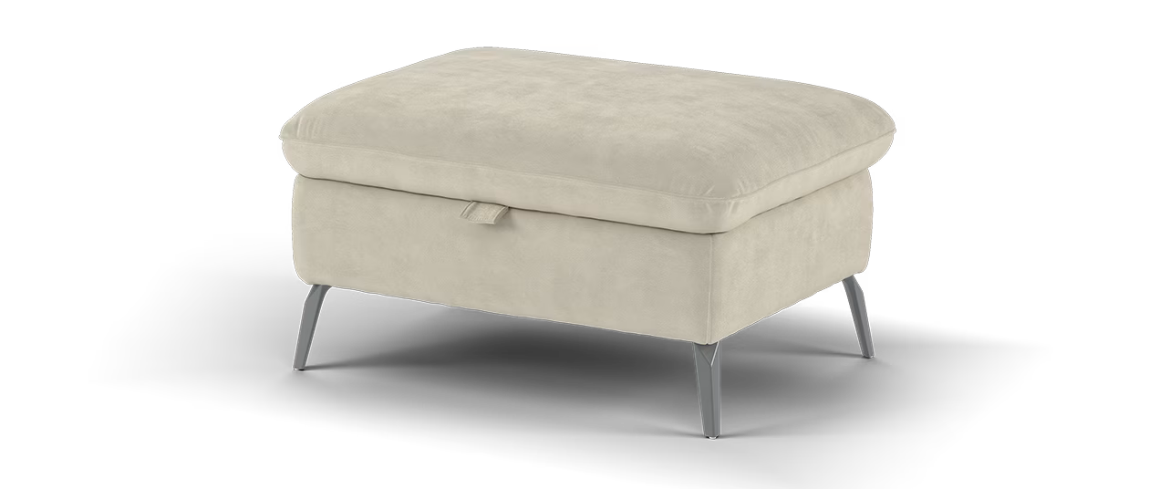 Sofology Fratelli Leather Designer Storage Foostool in Lifestyle Nubuck Feel Fabric Stone