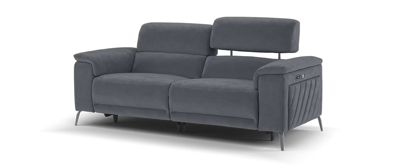 Sofology Fratelli Fabric 2.5 Seater Power Recliner/Headrest in Lifestyle Nubuck Feel Charcoal