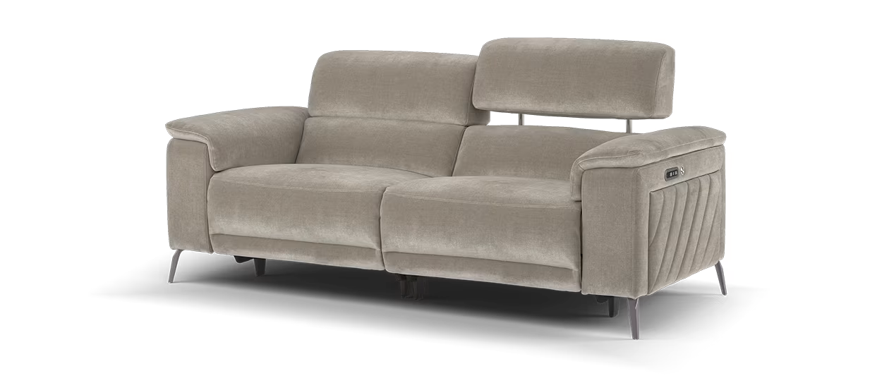 Sofology Fratelli Fabric 2.5 Seater Power Recliner/Headrest in Relaxed Chenille Nutmeg