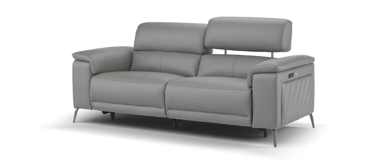 Sofology Fratelli Leather 2 Seater Power Recliner/Headrest in Trusty Embossed Elephant
