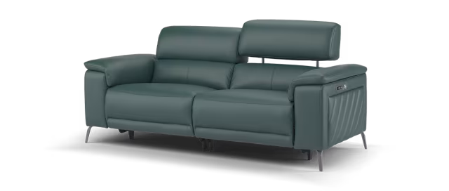 Sofology The Fratelli Leather 2.5 Seater Power Recliner/Headrest in Trusty Embossed Peacock
