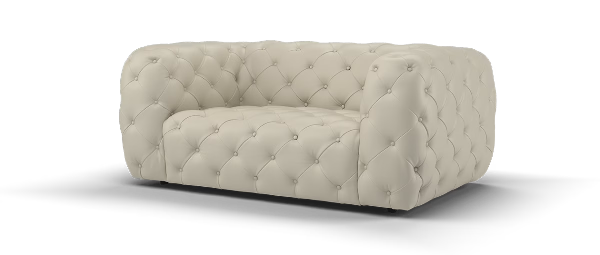 Sofology Venezia Leather Loveseat in Trusty Embossed Stone
