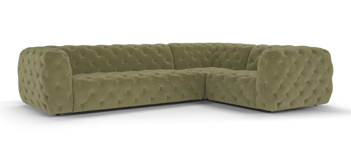 Sofology Venezia Fabric 3 Corner 1.5 in Lifestyle Nubuck Feel Moss
