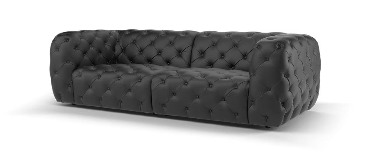 Sofology Venezia Leather 3 Seater in Trusty Embossed Black