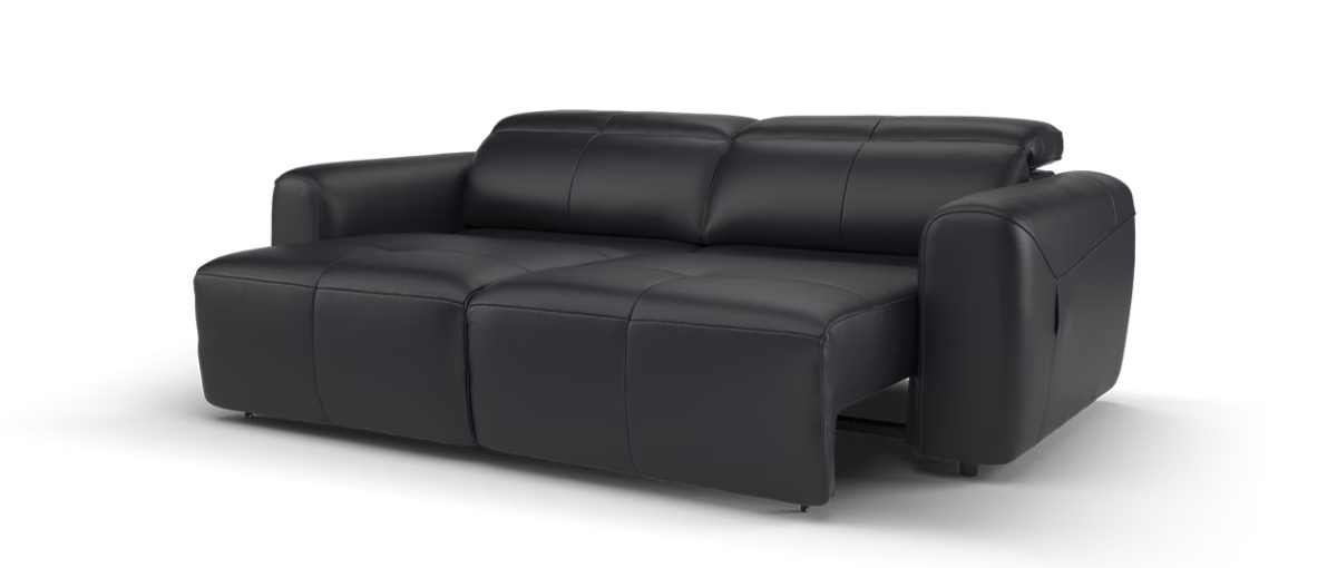 Sofology Riviera Leather 3 Seater Motion Chaise in Trusty Embossed Navy