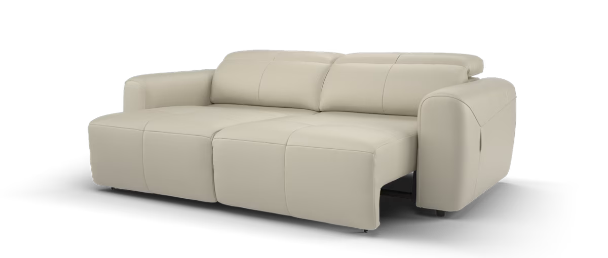 Sofology Riviera Leather 3 Seater Motion Chaise in Trusty Embossed Stone