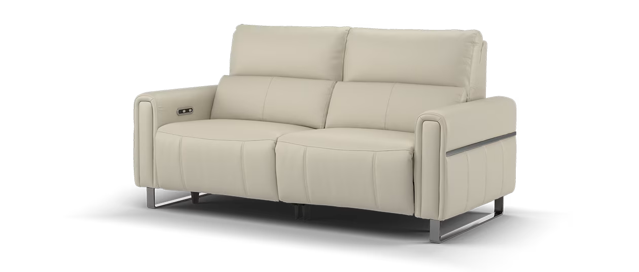 Sofology The Ravello Leather 2.5 Seater Power Recliner/Headrest Lumbar in Trusty Embossed Stone