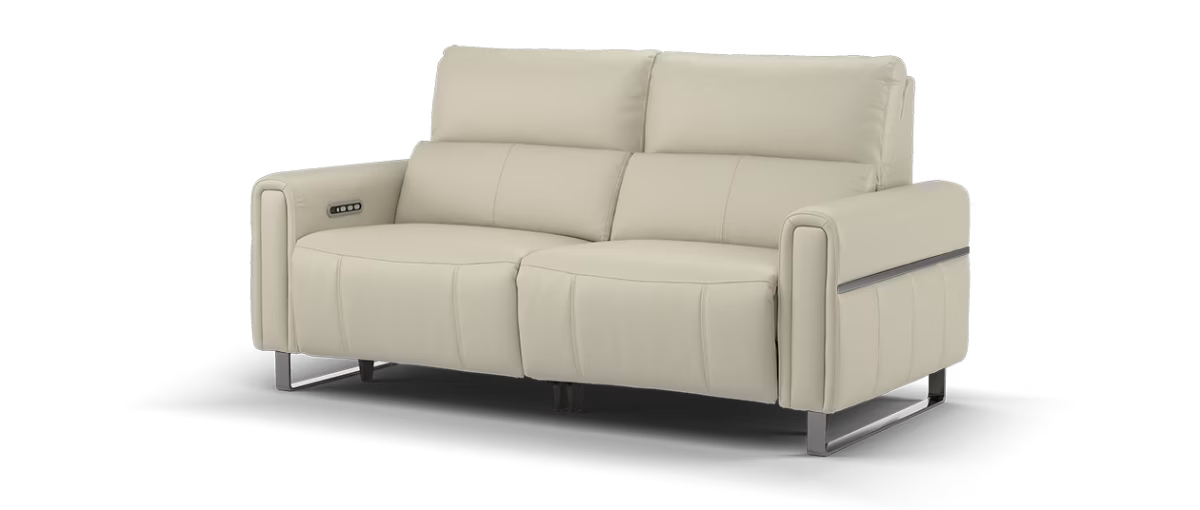 Sofology Ravello Leather 2.5 Seater Power Recliner/Headrest Lumbar Support in Trusty Embossed Stone
