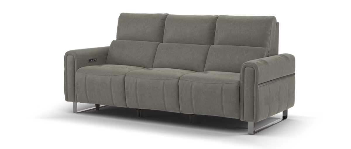 Sofology Ravello Fabric 3 Seater Power Recliner/Headrest in Lifestyle Flecked Mocha