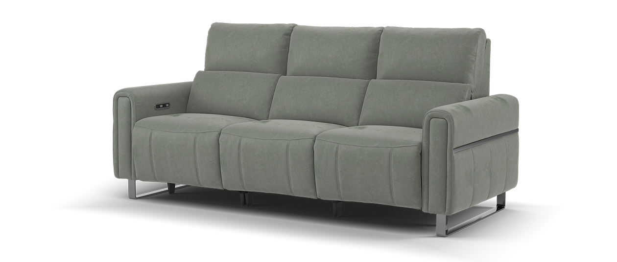 Sofology The Ravello 3 Seater Power Recliner in Lifestyle Flecked Fabric Stone