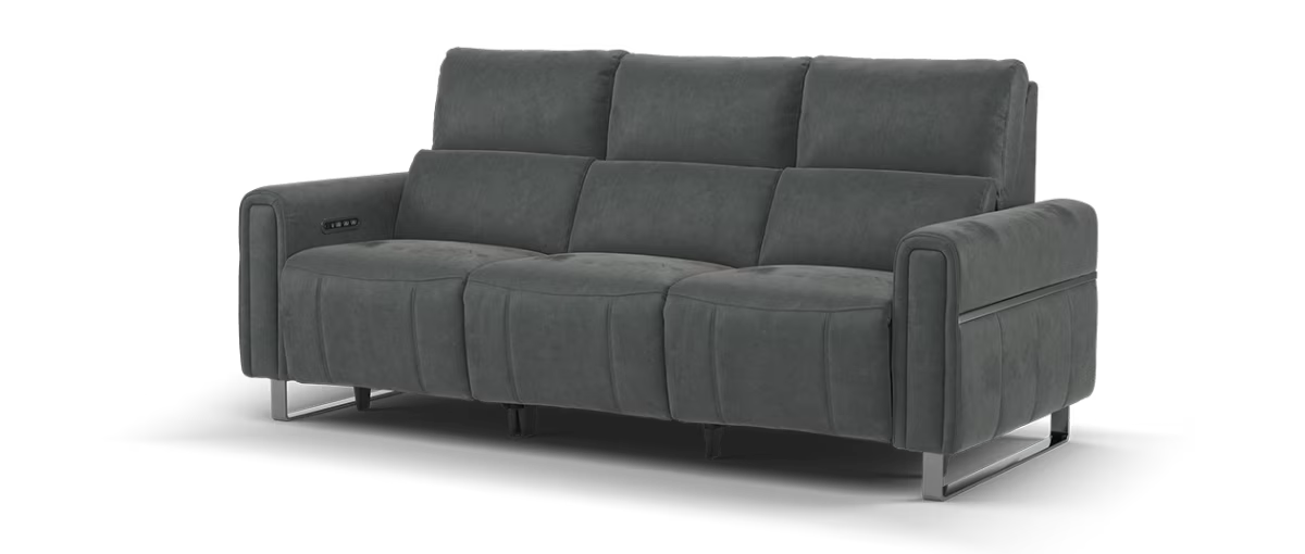 Sofology Ravello Fabric 3 Seater Power Recliner/Headrest Lumbar Support in Lifestyle Flecked Charcoal