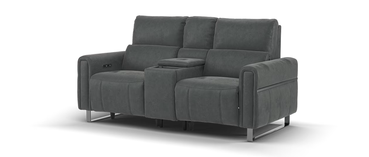 Sofology Ravello Fabric 2 Seater Console Power Recliner in Lifestyle Flecked Charcoal