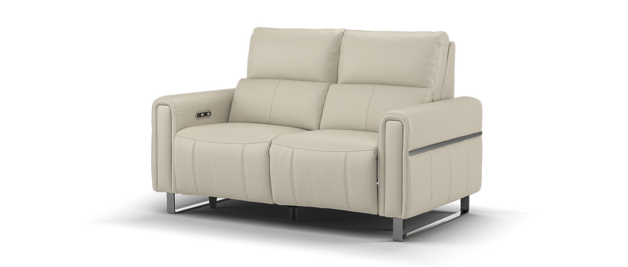 Sofology Ravello Leather 2 Seater Power Recliner/Headrest Lumbar in Trusty Embossed Leather Stone