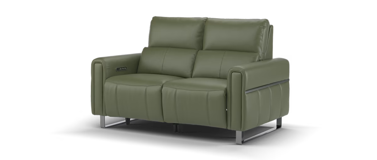 Sofology The Ravello Leather 2 Seater in Trusty Embossed Dark Olive