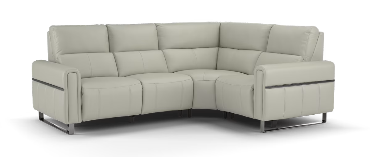 Sofology Ravello Leather 2 Corner 1 Power Recliner in Trusty Embossed Light Grey