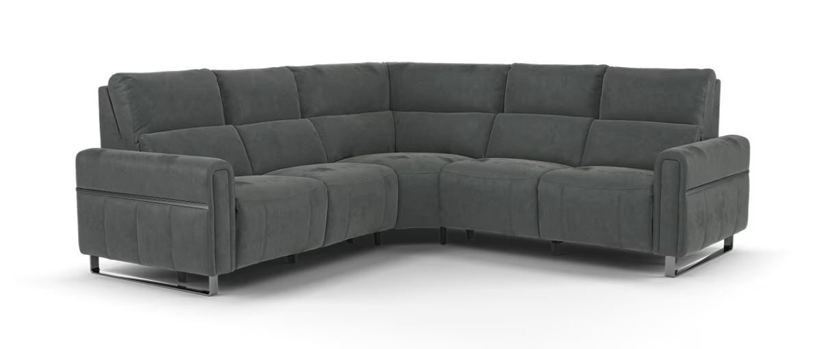 Sofology Ravello Fabric 2 Corner 2 Power Recliner/Headrest in Lifestyle Flecked Charcoal