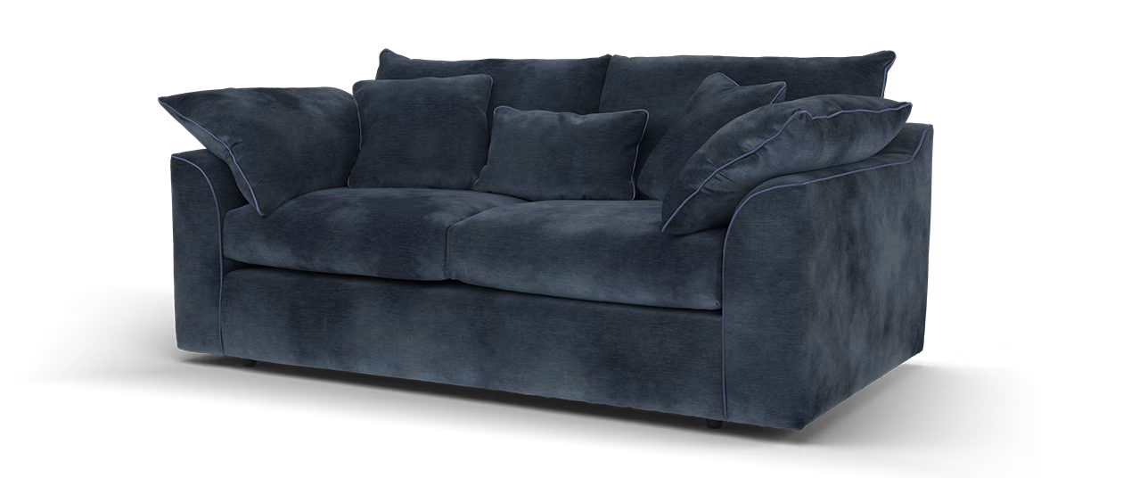 Sofology Georgio Fabric 3 Seater Extra Flex Seats in Luxury Deep Pile Chenille Denim Mix