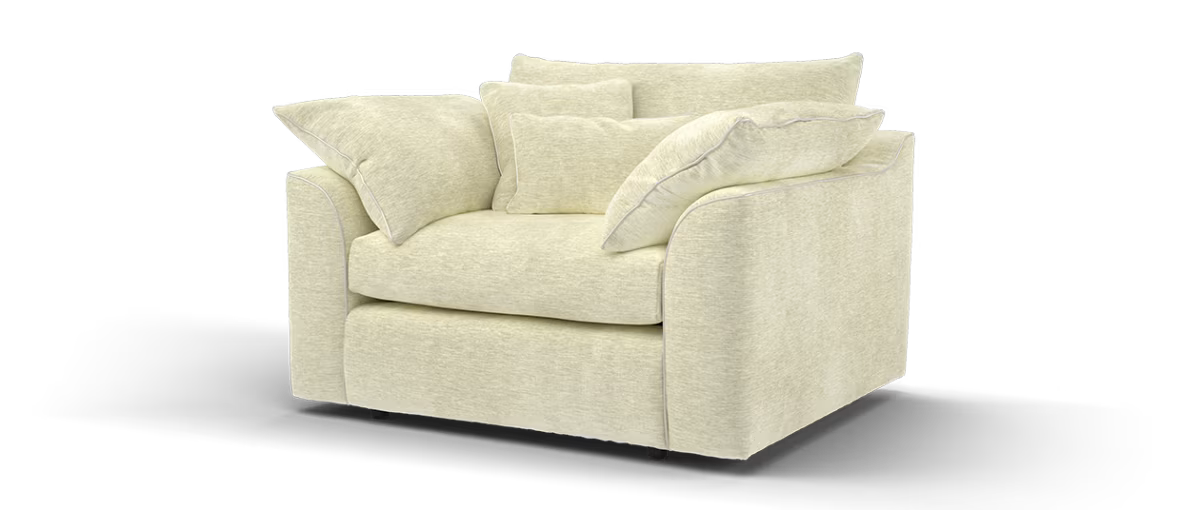Sofology Georgio Fabric Loveseat Extra Flex Seat in Luxury Deep Pile Chenille Stone Mix