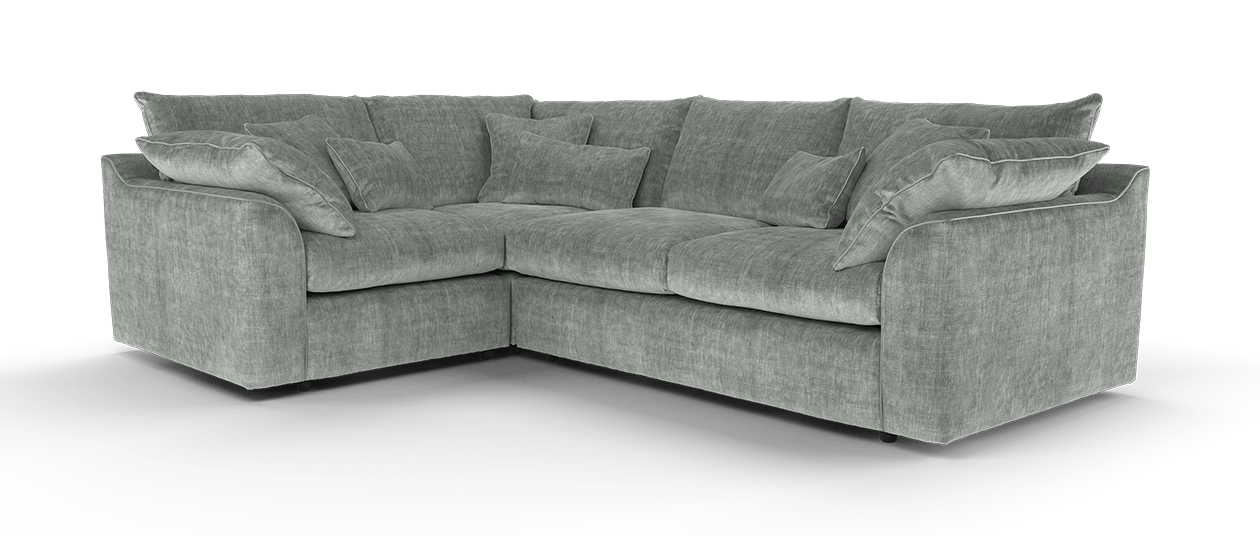 Sofology Georgio Fabric 1 Corner 3 Feather Flex Seats in Luxe Chenille Pewter Mix