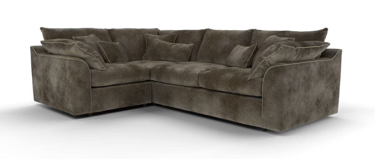 Sofology Georgio Fabric 1 Corner 3 Feather Flex Seats in Luxury Deep Pile Chenille Mole Mix