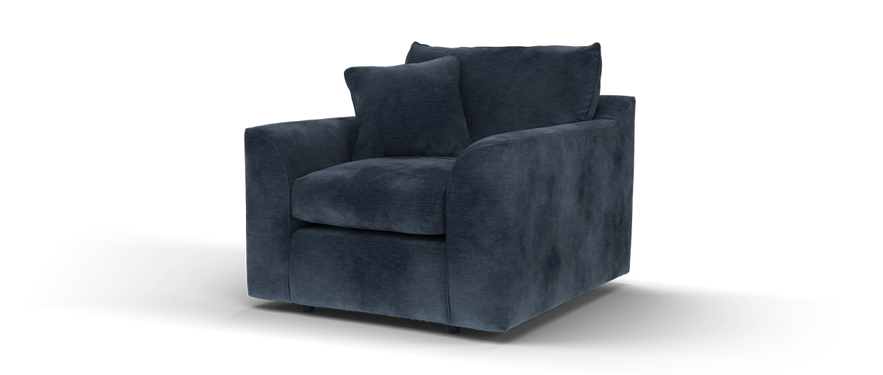 Sofology Georgio Fabric Chair Extra Flex Seats In Luxe Chenille Denim All Over