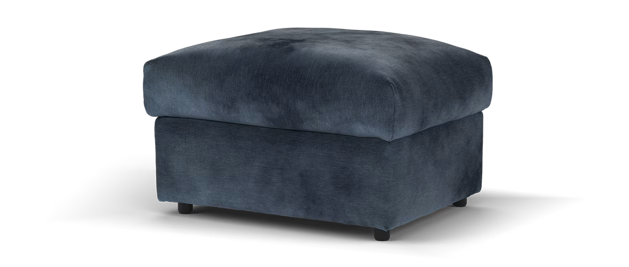 Sofology Georgio Fabric Designer Footstool Extra Flex Interior in Luxury Deep Pile Chenille Denim