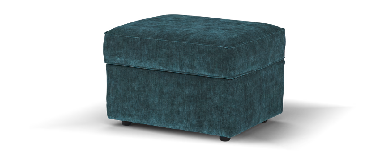 Sofology Georgio Fabric Storage Footstool Feather Flex Interior in Luxe Chenille Teal