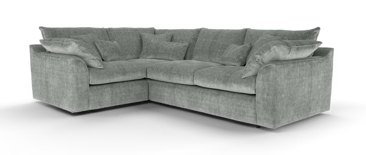 Sofology Georgio Fabric 1 Corner 3 Feather Flex Seats in Luxe Chenille Pewter
