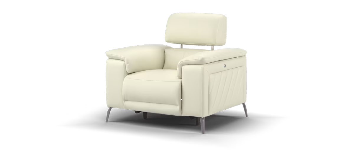 Sofology The Fratelli Chair Power Recliner/Headrest in Trusty Embossed Leather Bone China