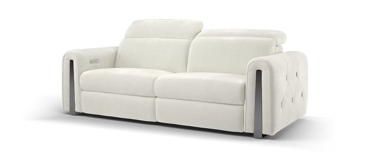 Sofology Kingsbridge Fabric 2.5 Seater Power Recliner/Headrest in Relaxed Chenille Cotton