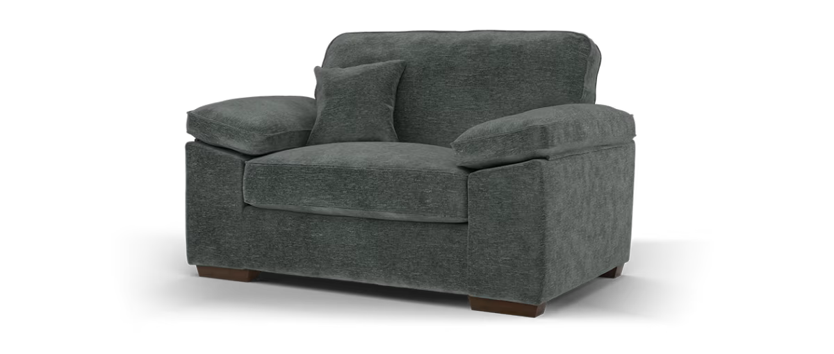 Sofology Brixton Fabric Loveseat in Linen Look Chenille Charcoal