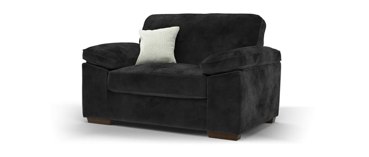 Sofology Brixton Fabric Loveseat in Soft Chenille Ebony Mix