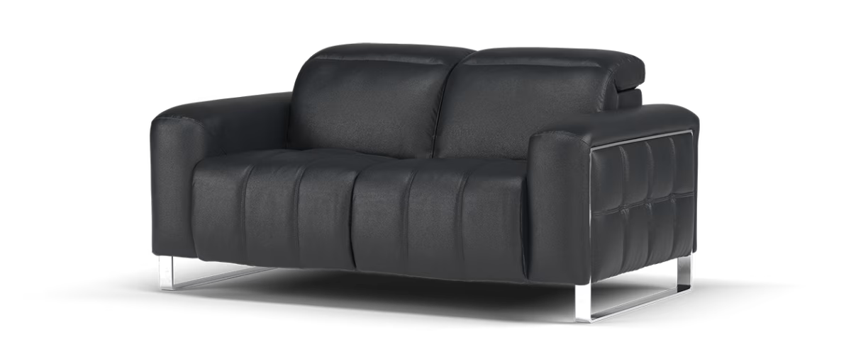 Sofology Marvella Leather 2 Seater in Trusty Sheen Jet Black