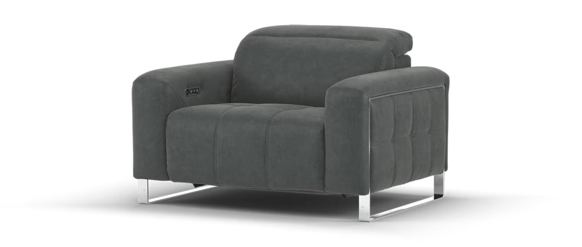 Sofology Marvella Fabric Loveseat Power Recliner/Headrest in Lifestyle Flecked Charcoal