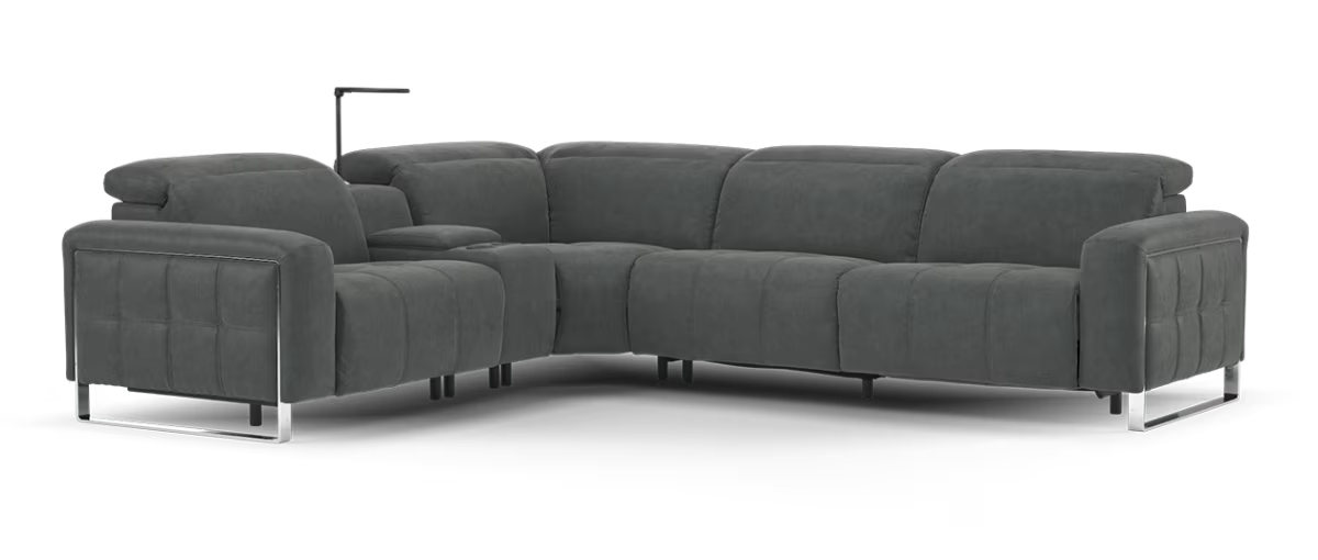 Sofology The Marvella Fabric 1.5 Console Corner 3 Power Recliner/Headrest in Lifestyle Flecked Charcoal