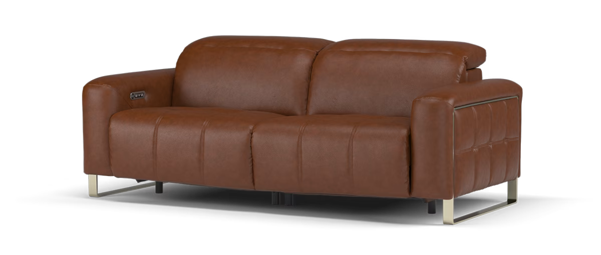 Sofology Marvella Leather 2.5 Seater Power Recliner/Headrest in Trusty Sheen Butterscotch