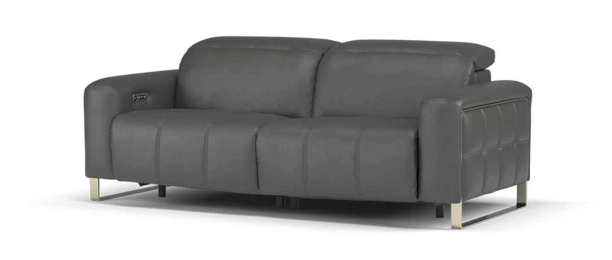 Sofology Marvella Leather 2.5 Power Recliner/Headrest in Trusty Sheen Storm