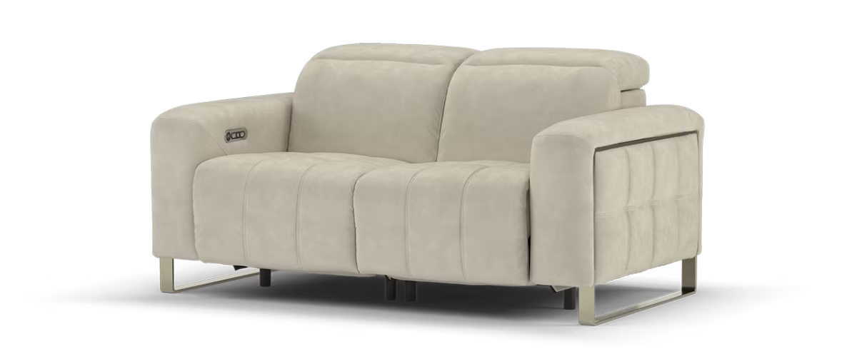 Sofology Marvella Fabric 2 Seater Power Recliner/Headrest in Lifestyle Nubuck Feel Stone