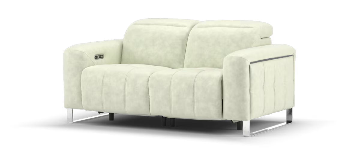 Sofology Marvella Fabric 2 Seater Power Recliner/Headrest in Lifestyle Flecked Ivory